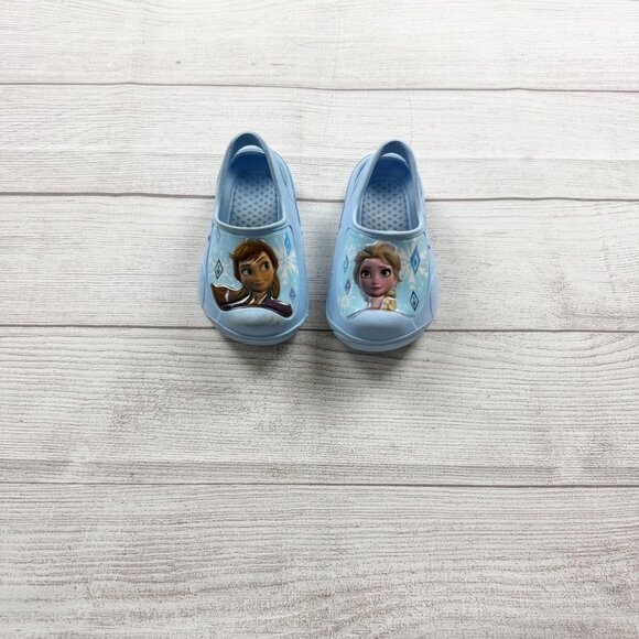 Disney Other - Disney Frozen Toddler Girl Slip On Shoes Light Blue Anna Elsa Clogs 9-10
